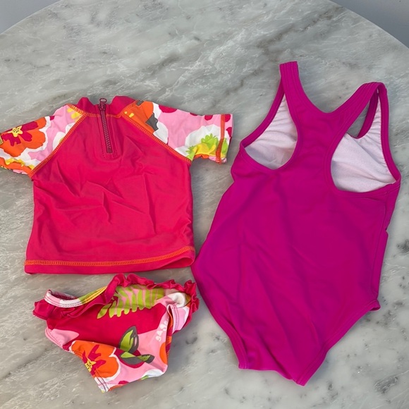 Speedo Pink and Red Rashguard Swim Set - Picture 2 of 2